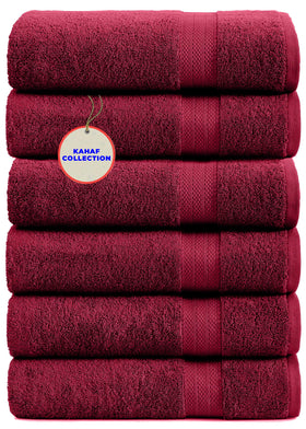 KAHAF COLLECTION burgundy bath towel 24x48, plush and absorbent for bath or spa.