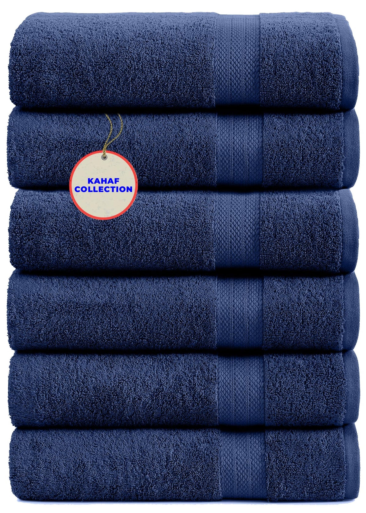KAHAF COLLECTION navy bath towel 24x48 folded, soft feel for gym and spa routines.