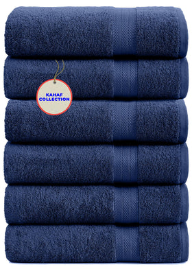 KAHAF COLLECTION navy bath towel 24x48 folded, soft feel for gym and spa routines.
