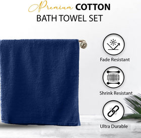 KAHAF COLLECTION durable 100% cotton navy towel, 24x48, long-lasting home use.