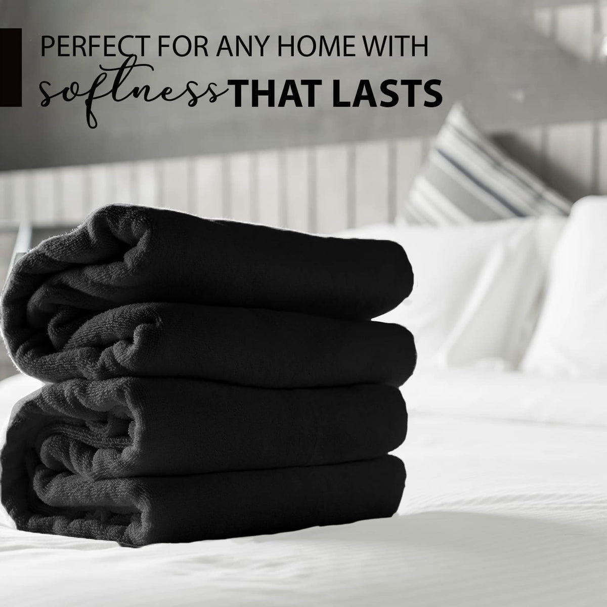 KAHAF COLLECTION oversized 24x48 towels on rack ideal for bath or spa.
