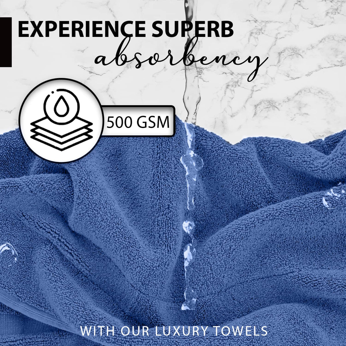KAHAF COLLECTION quick-dry blue towel, ideal for gym and pool sessions.