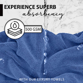 KAHAF COLLECTION quick-dry blue towel, ideal for gym and pool sessions.