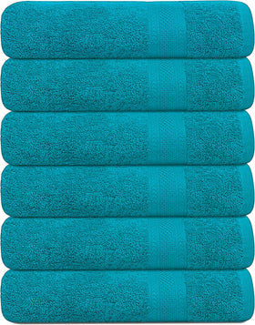 KAHAF COLLECTION teal cotton towel flatlay showing plush softness and absorbency