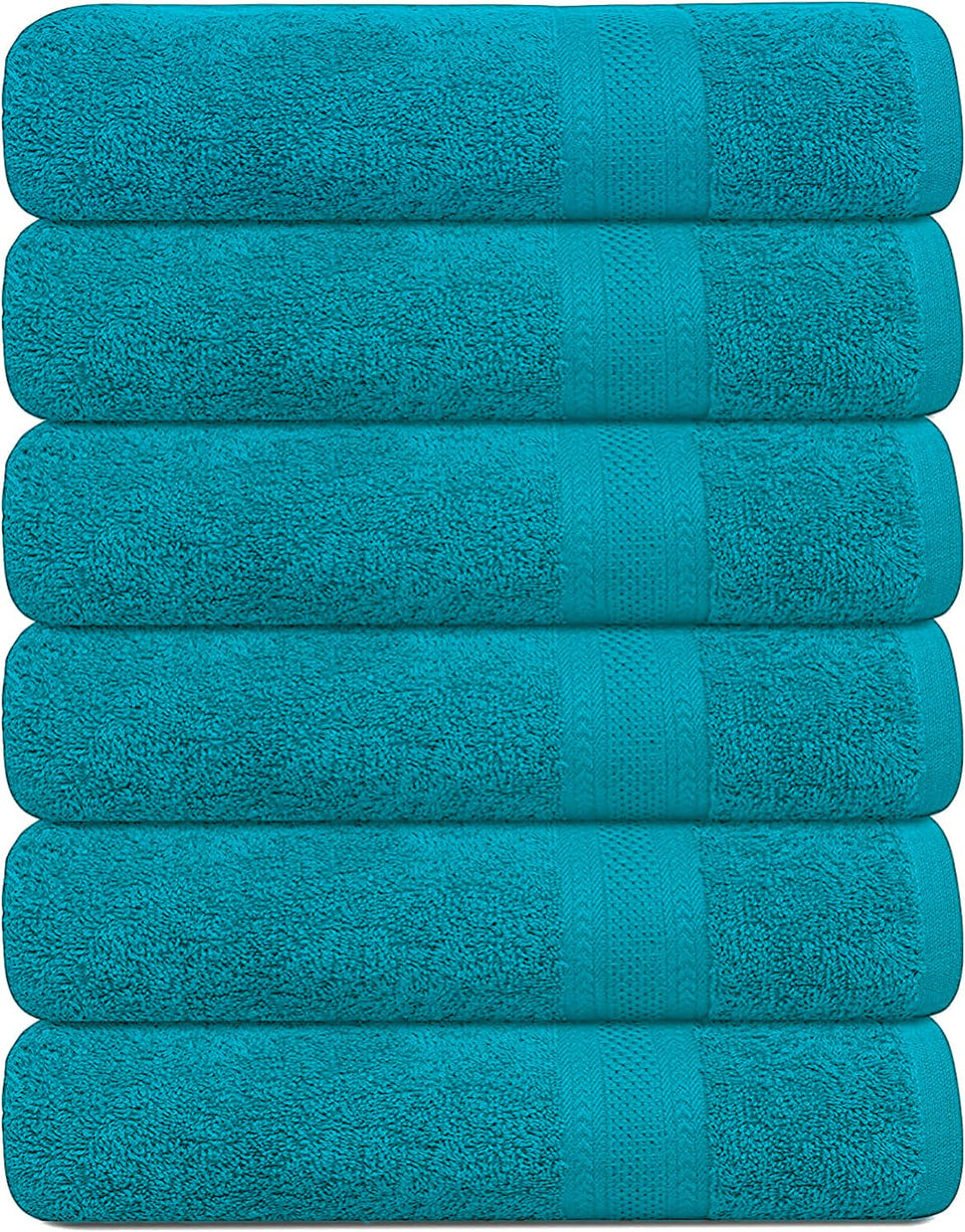 KAHAF COLLECTION teal cotton towel flatlay showing plush softness and absorbency