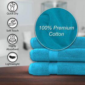 KAHAF COLLECTION teal towel spa setup highlighting versatile use for bath or gym