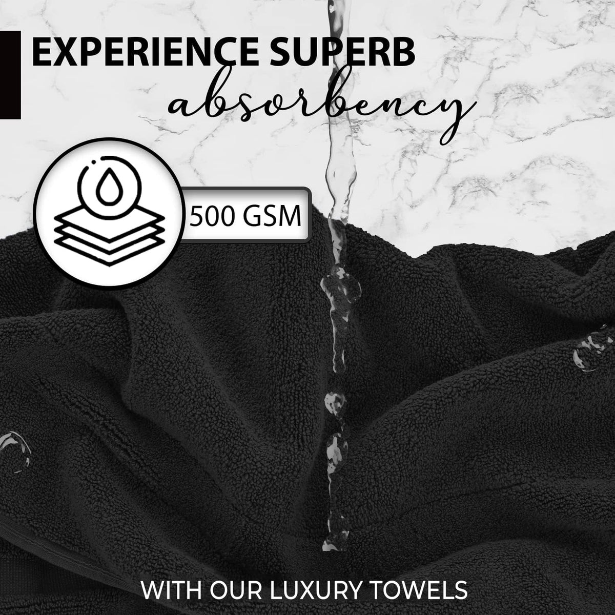 KAHAF COLLECTION 100pct cotton towels close-up fabric detail highlights plush absorbency.