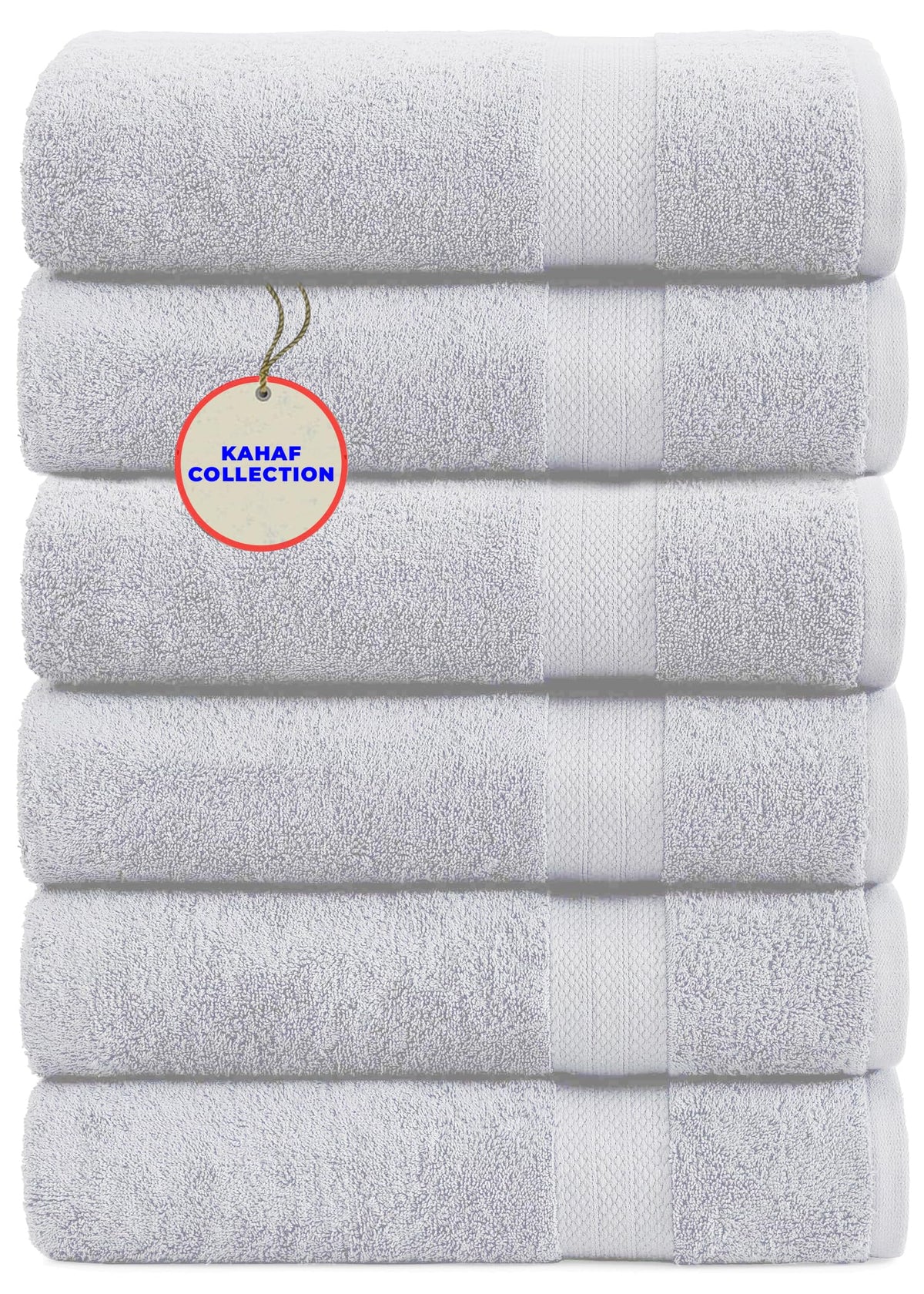 KAHAF COLLECTION towels pack6 white 24x48 showcase premium cotton softness and absorbency.