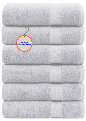 KAHAF COLLECTION towels pack6 white 24x48 showcase premium cotton softness and absorbency.