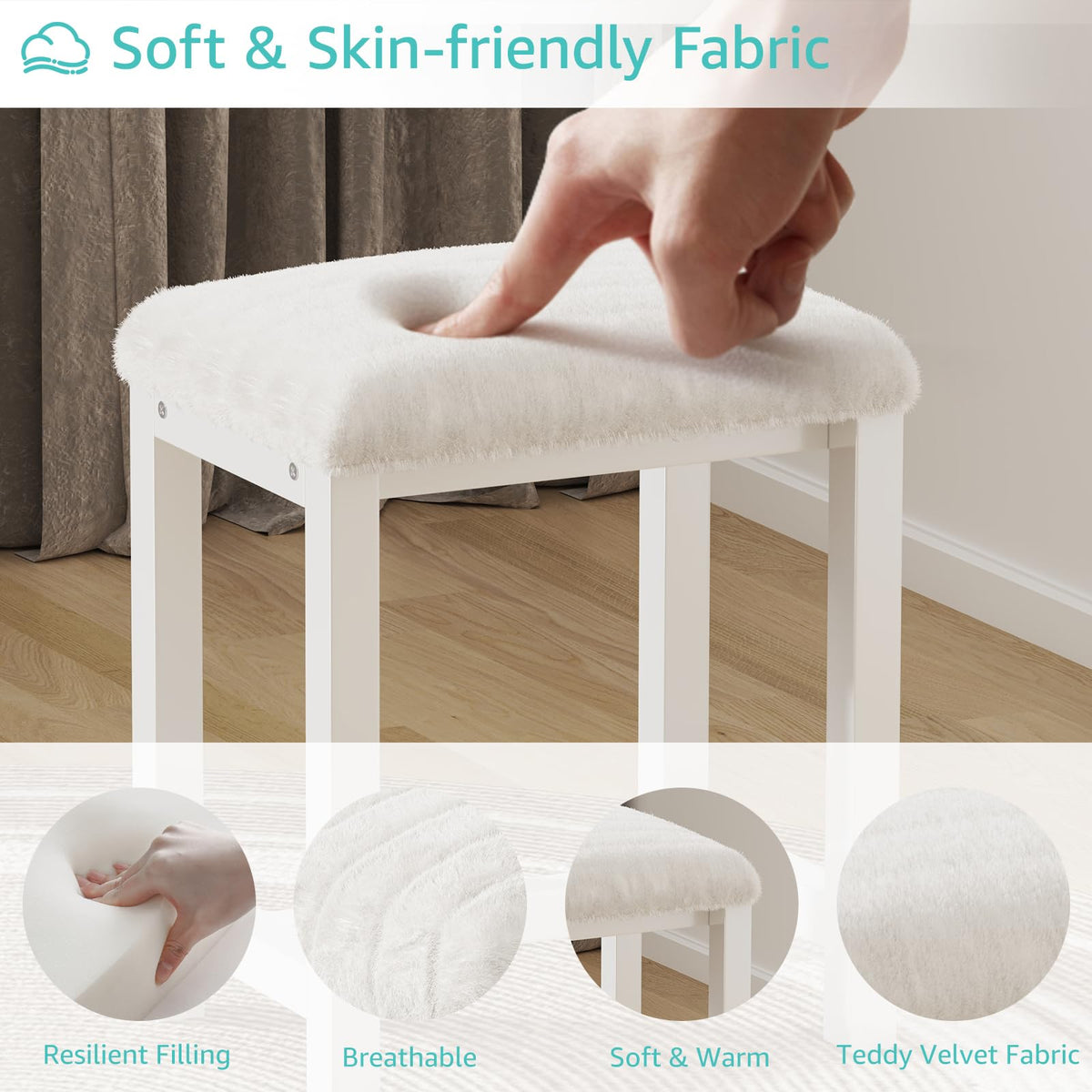 Kai-Road modern vanity stool complements living room decor