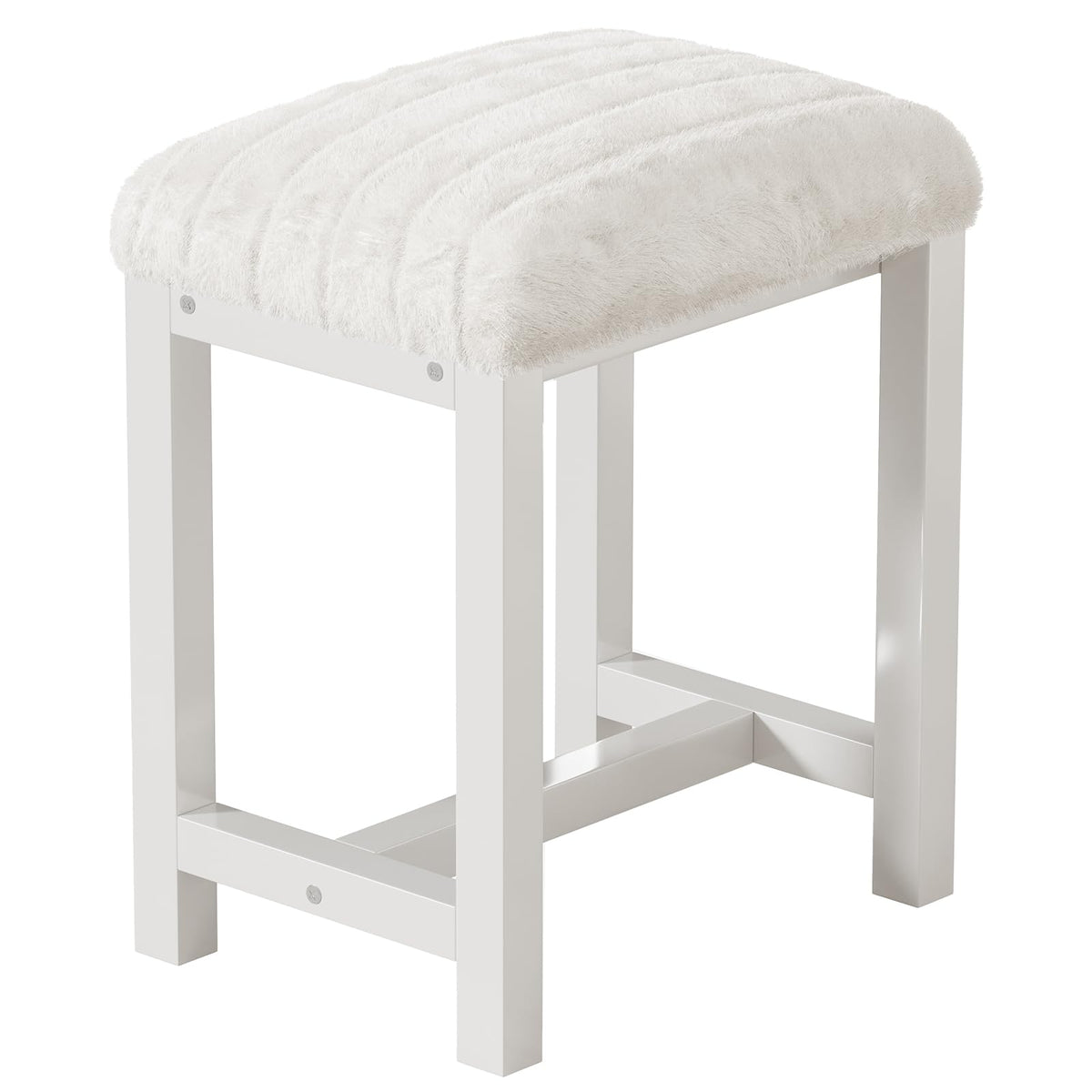 Kai-Road small vanity stool with white cushion for compact spaces
