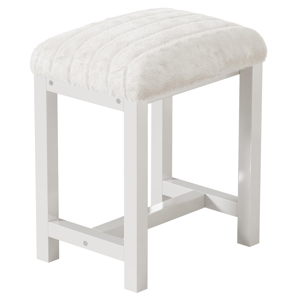Kai-Road small vanity stool with white cushion for compact spaces