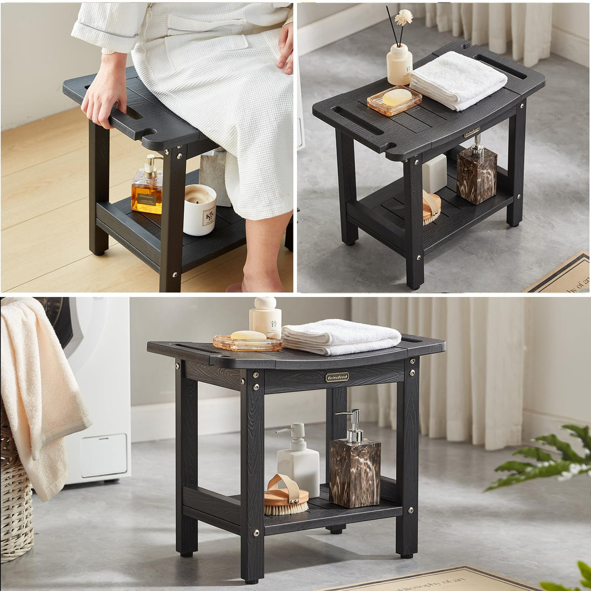 KaimuBench adjustable feet provide floor protection and stable seating