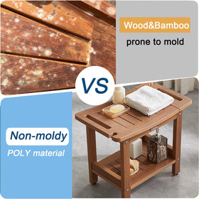 KaimuBench shower bench with handles and towel holder