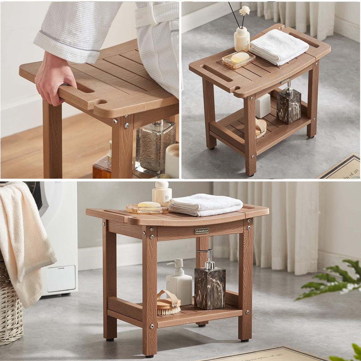 KaimuBench versatile shower seat doubles as plant stand