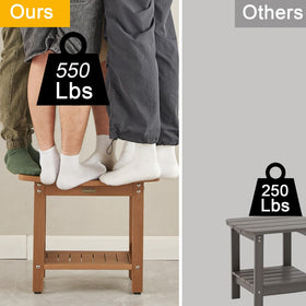 KaimuBench stool with storage shelf for shower essentials