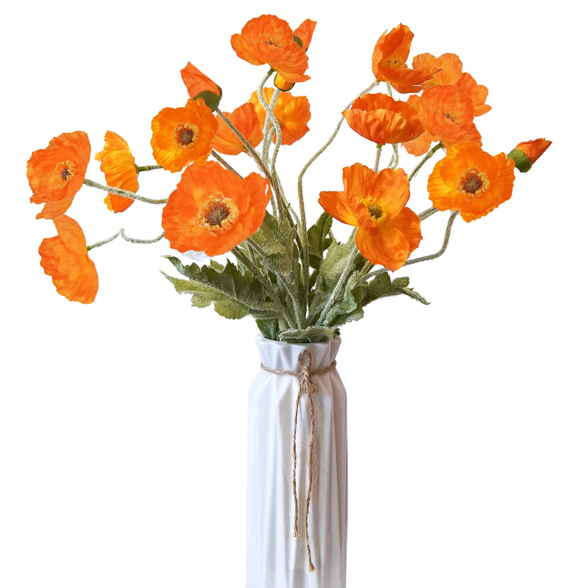 Kainonnan artificial poppies with three blooms on a tall stem for elegant decor.