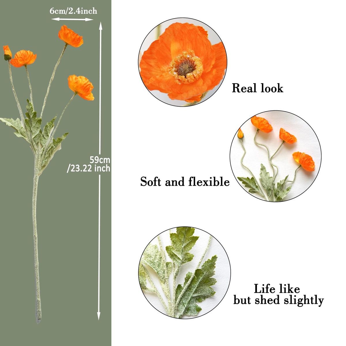 Kainonnan outdoor silk poppies displayed in a garden setting.