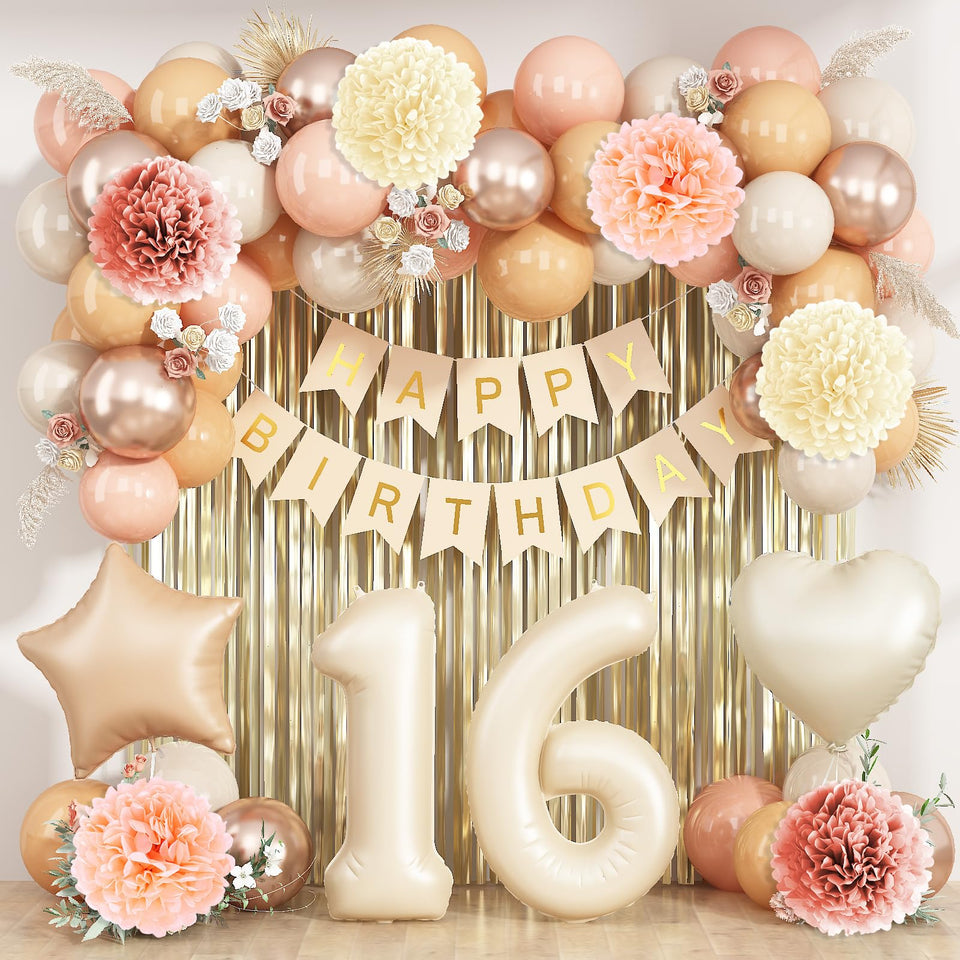 KAINSY beige 16-number balloon for a stylish milestone celebration