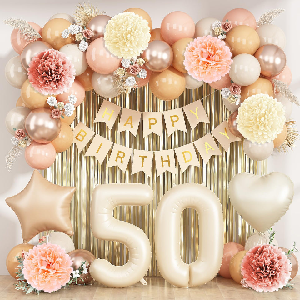 KAINSY beige 50 balloon for an elegant milestone celebration