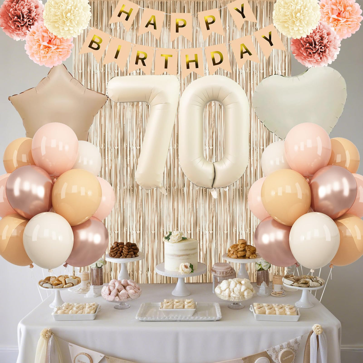 KAINSY dusty pink paper pom poms for soft, boho accents