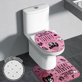 KAIRA toilet lid cover in pink horror style to match the set.