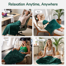 Kaisa green color weighted blanket adds calming decor and warmth to spaces.