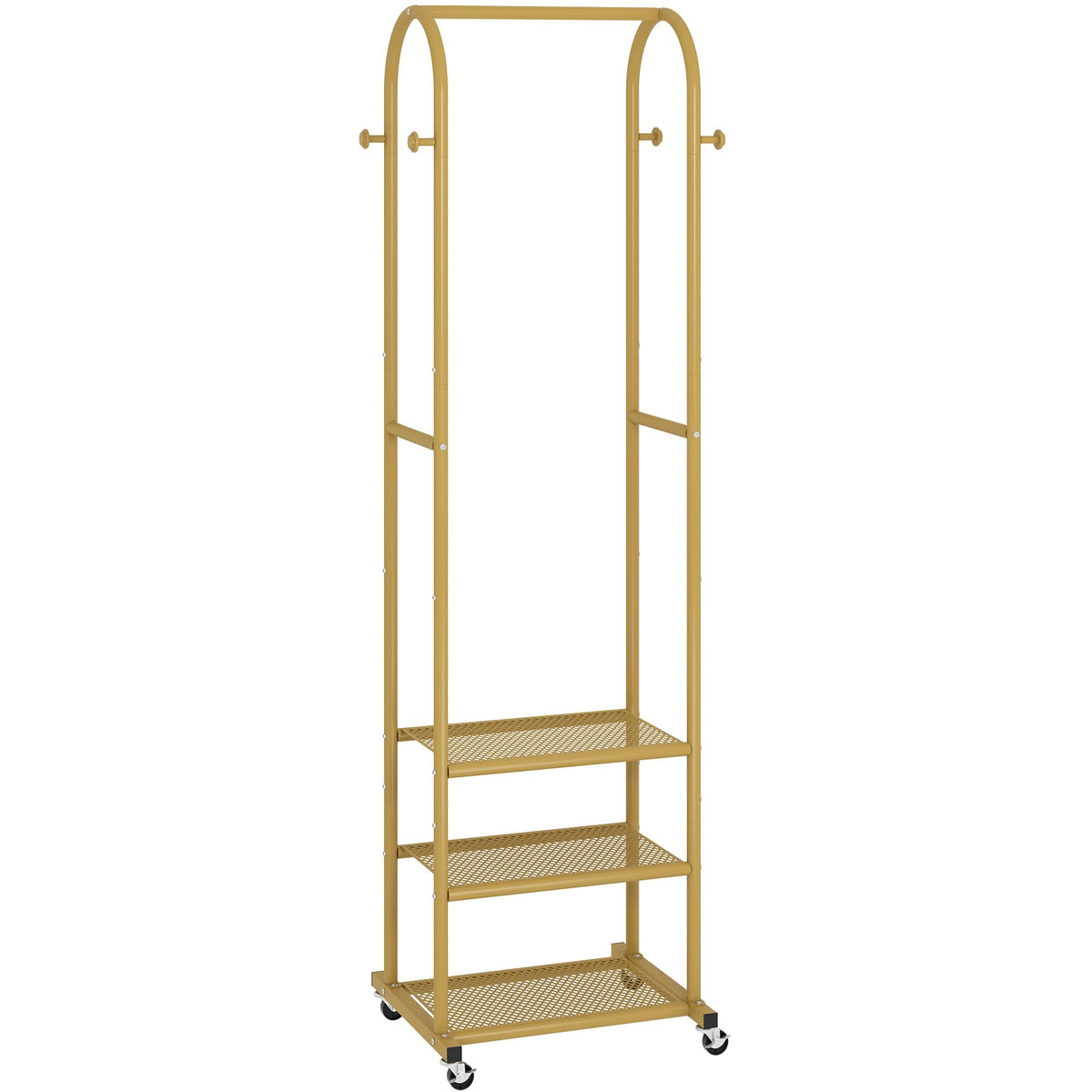 Kaitiemoo heavy-duty clothing rack with wheels, side view highlighting mobility.