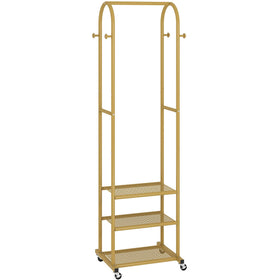 Kaitiemoo heavy-duty clothing rack with wheels, side view highlighting mobility.