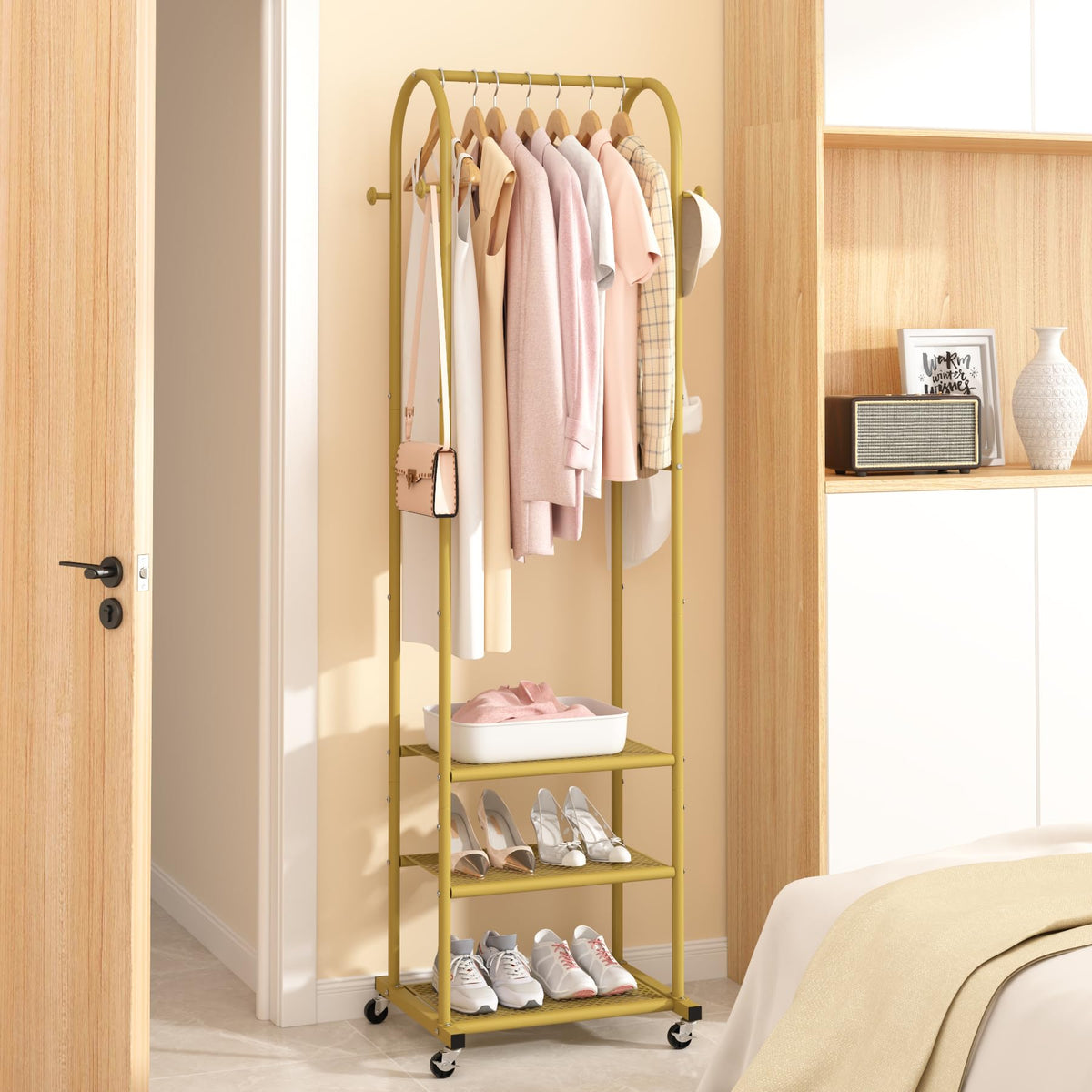 Kaitiemoo height 71-85 inch garment rack for long garments.