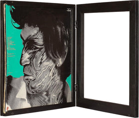Kaiu vinyl record frame front view in black wood finish for wall display.
