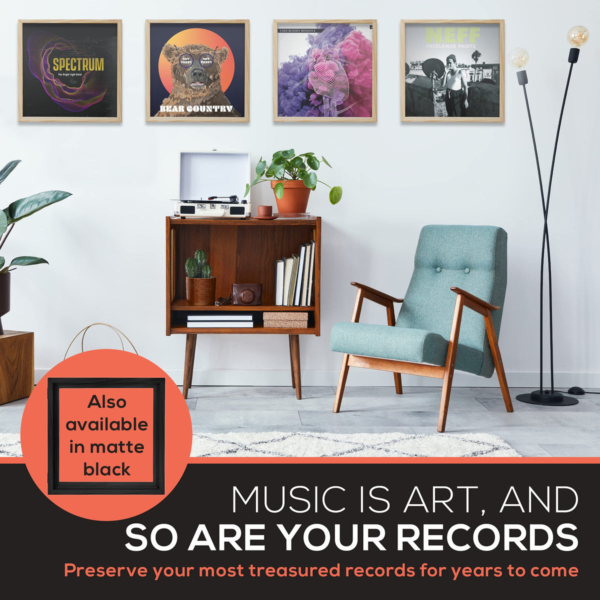 Kaiu vinyl record frame UV resistant cover preserves colors over time.
