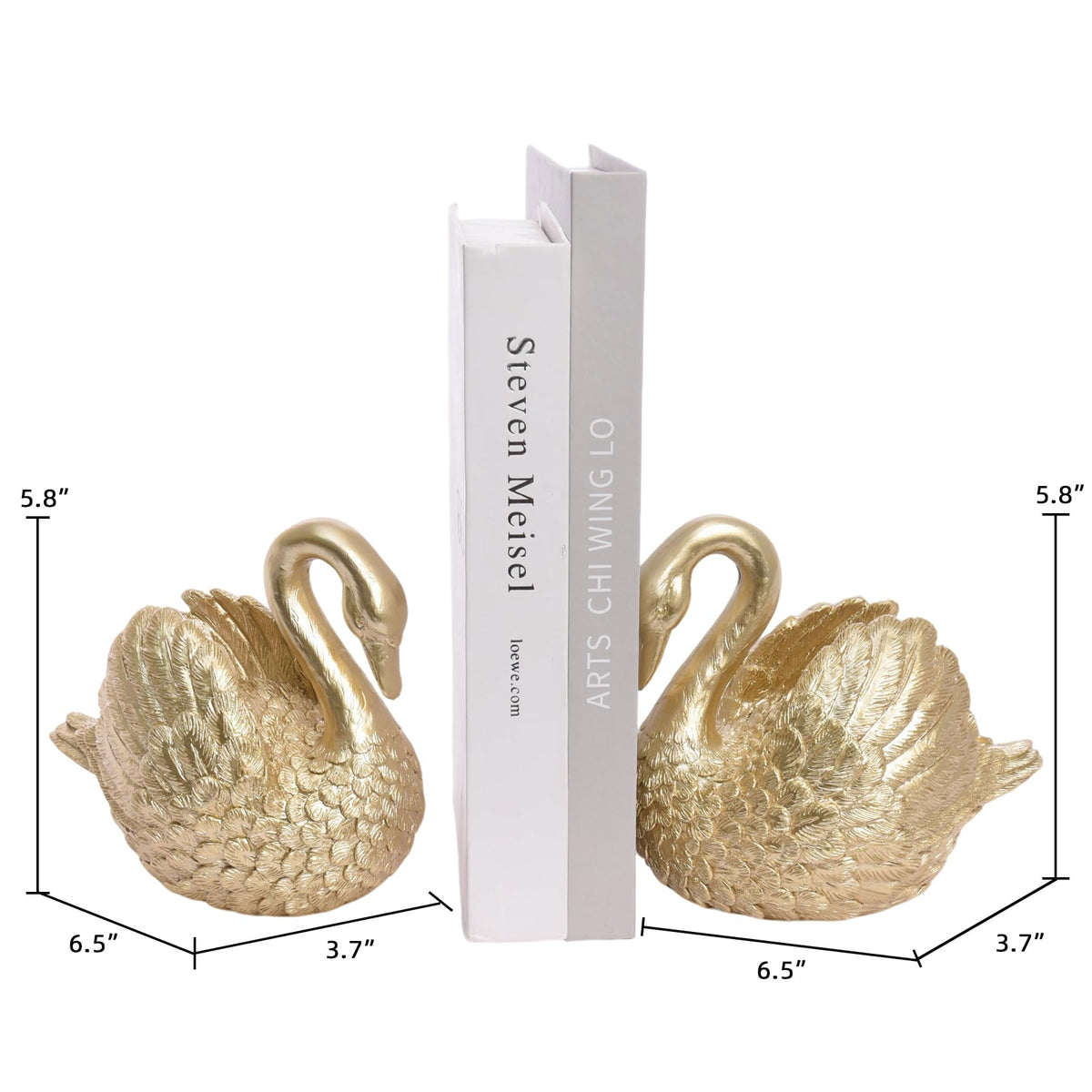 Kakizzy heavy-duty Swan bookends prevent slipping on shelves and desks.