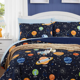 Kaleido Space full-size-comforter-76x86 fits standard full beds securely.