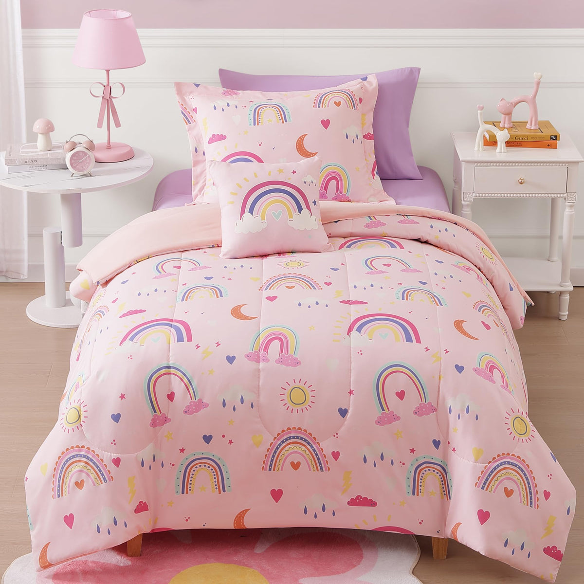 Kaleido Space glow-dark twin comforter glows softly for bedtime ambiance.