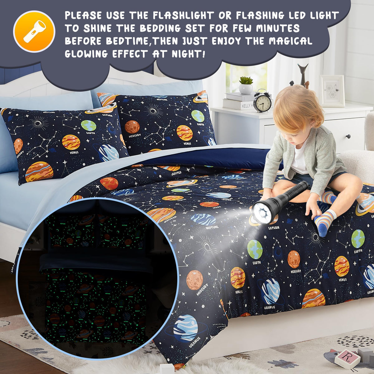Kaleido Space supersoft-breathable fabric keeps kids cool and cozy.