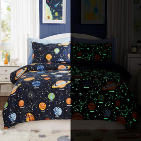 Kaleido Space twin comforter set glow-planets design for magical nights
