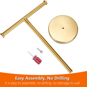 Kalitro gold towel rack free-standing design allows flexible placement.