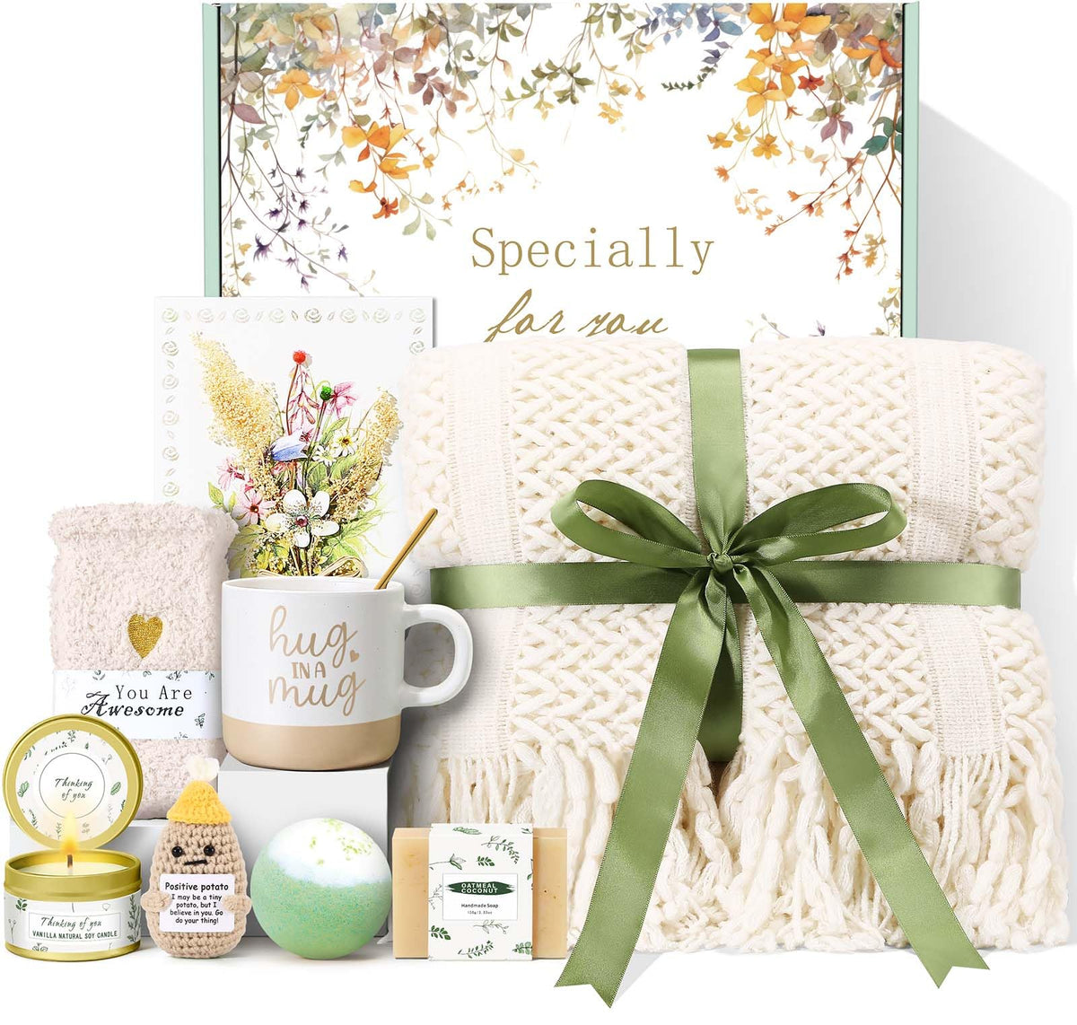 Kalokey self-care gift basket for women, cozy items for relaxation and pampering