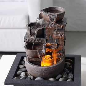 Kalona Decor Desktop Fountain on a desk in an office setup.