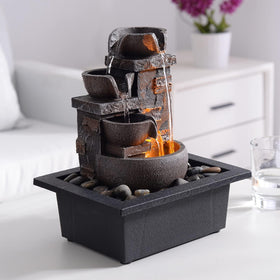 Kalona Decor Desktop Fountain four-tier cascade providing gentle ambient water sound.