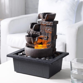 Kalona Decor Desktop Fountain river-rock detail adds natural charm.