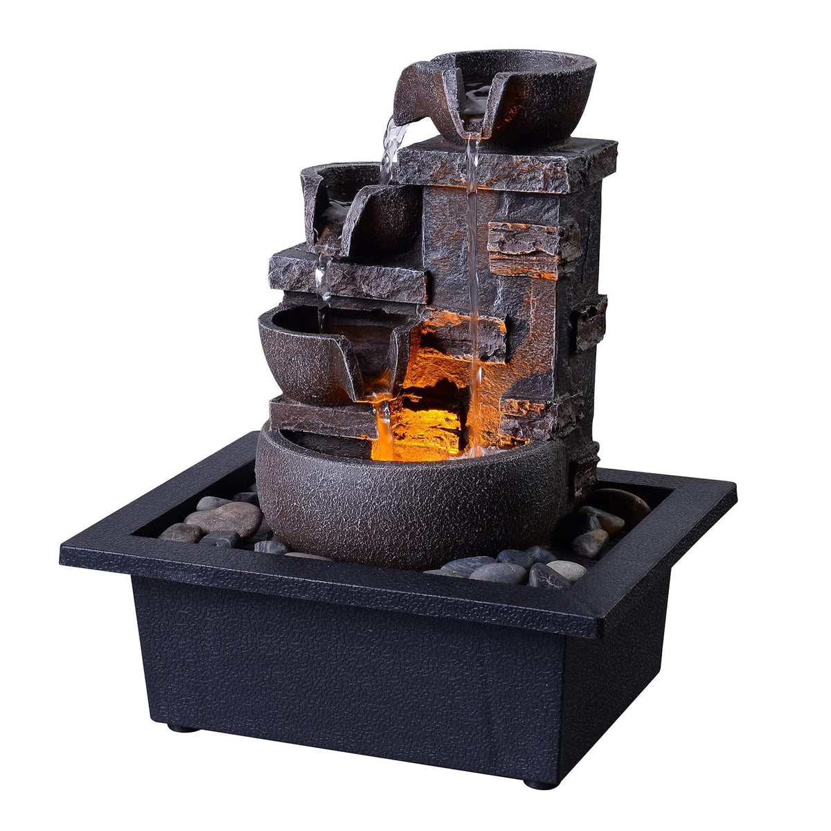 Kalona Decor Desktop Fountain table silhouette enhances home or office relaxation.