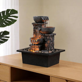 Kalona fountain features a reliable pump delivering continuous flow.