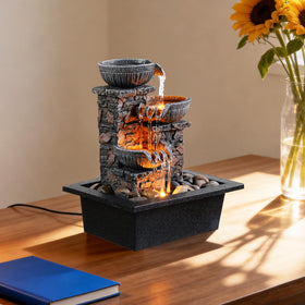 Kalona tabletop fountain measures 21x16x26 cm for compact spaces.