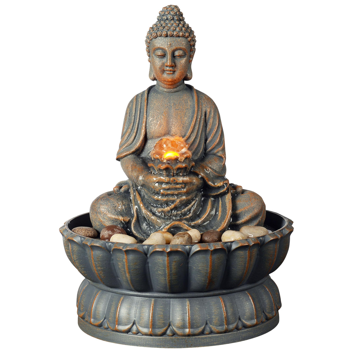 Kalona table fountain with exquisite smile Buddha for desk ambience.