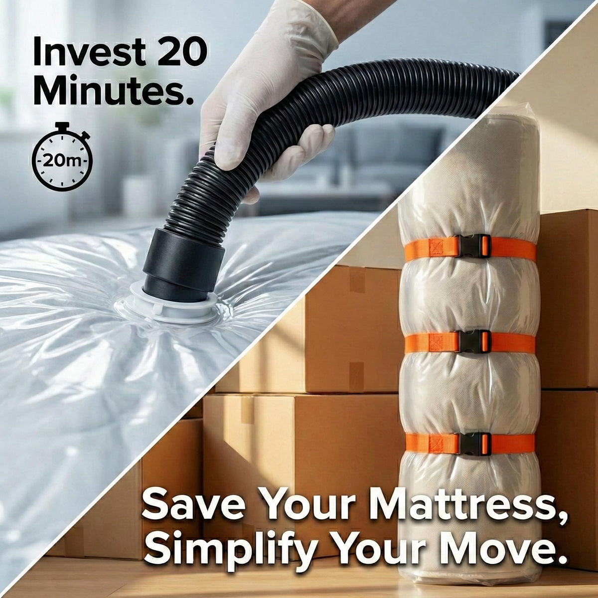 KaloTidy 80% compression demonstrates reduced bulk for car trips and storage
