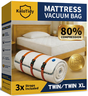 KaloTidy memory foam mattress vacuum bag in twin-xl size for compact storage