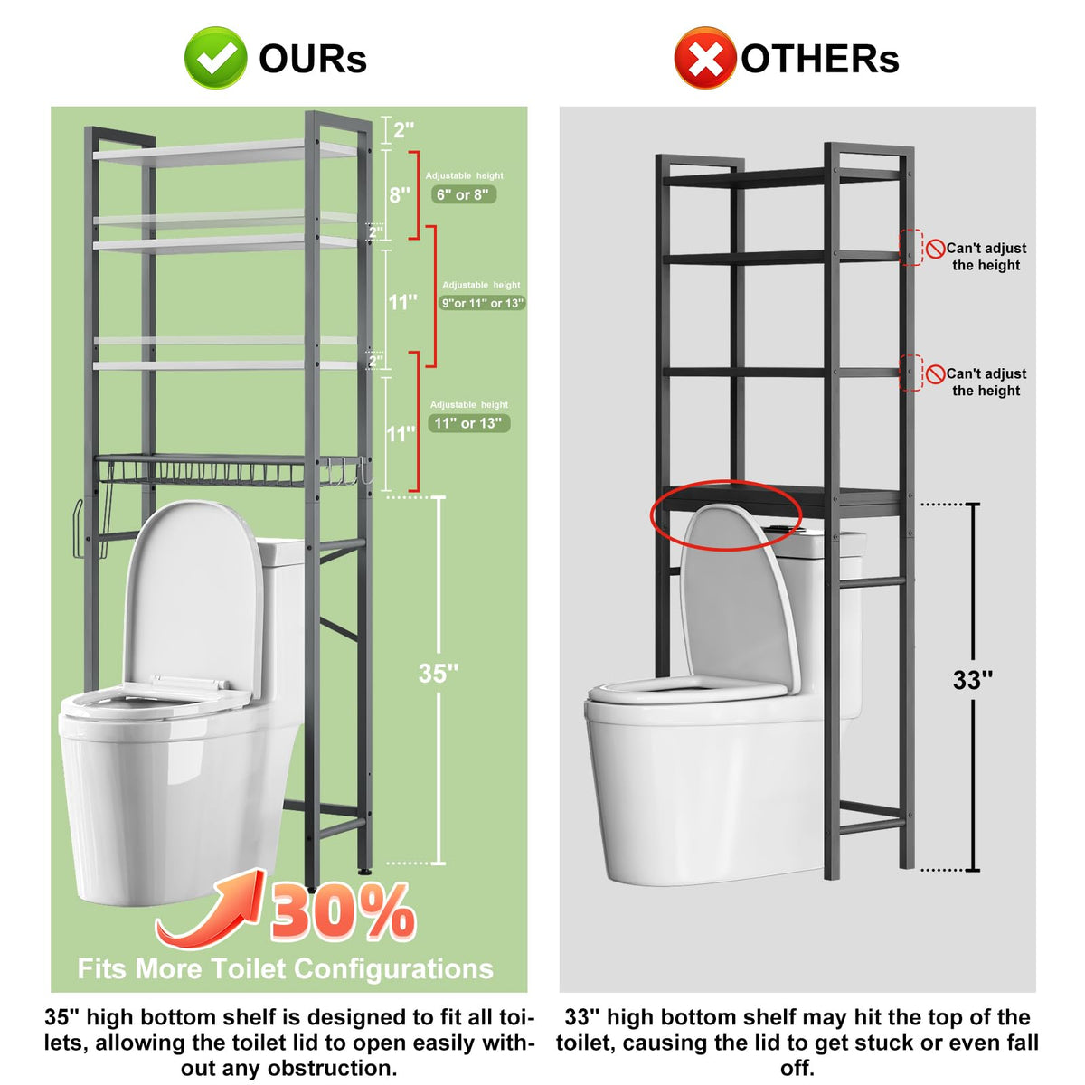 Kalrin bathroom organizer shelf with basket and hooks to declutter countertops.