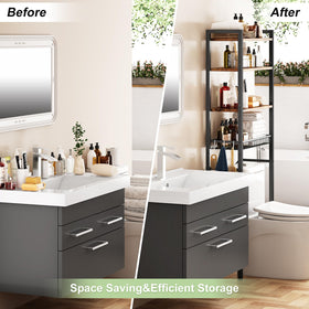 Kalrin four-tier bathroom shelf maximizes vertical storage for towels and essentials.